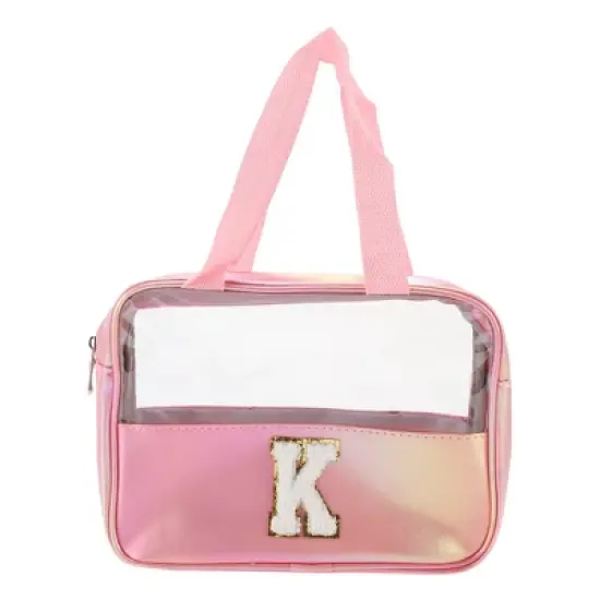 Unique Bargains Women's Clear Letter K Makeup Bag Pink 1 Pc image {3}