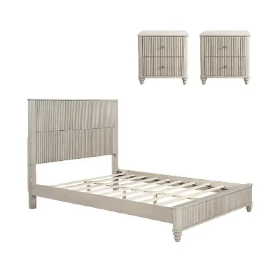 GDFStudio Elton 3 Piece Fluted Wood Bedroom Furniture Sets image {1}