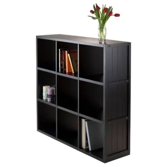 40" Timothy Shelf 3X3 Slots Black - Winsome image {1}