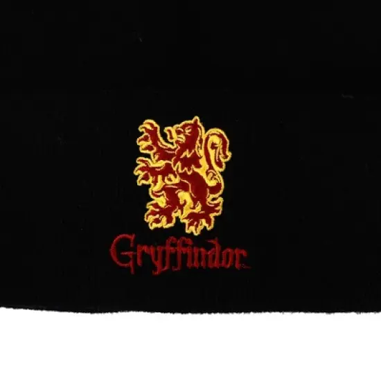 Harry Potter Embroidered Logo Gryffindor Lion Black Cuffed Beanie hat image {1}
