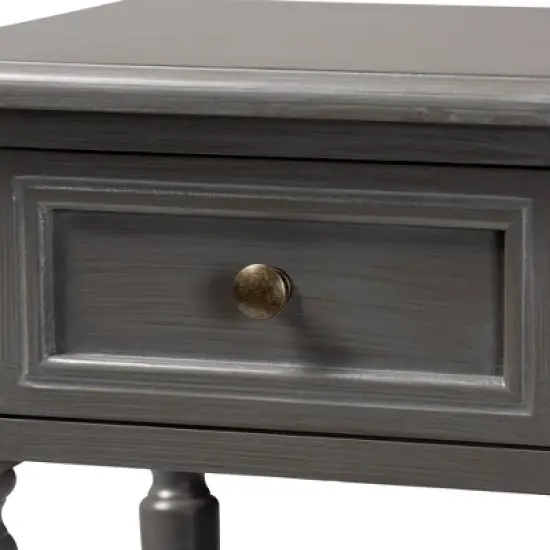 Sheldon Vintage Wood 1 Drawer Nightstand Gray - Baxton Studio image {4}