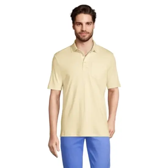 Lands' End Men's Short Sleeve Super Soft Supima Polo Shirt with Pocket image {12}