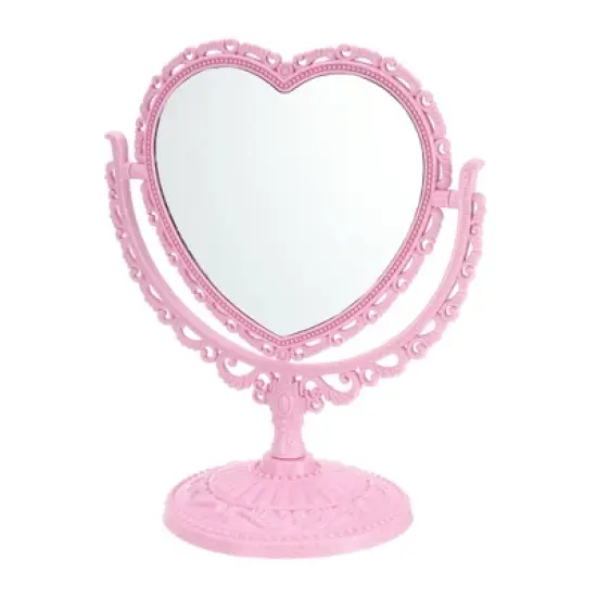 Unique Bargains Love Heart Shaped Double Sided 360&deg; Rotating Makeup Mirror 1 Pc image {7}