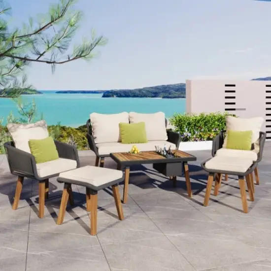 GlasFlength Patio Seating Sets, Comfortable and Stylish Retreat, Blending Modern Elegance with Functionality, Beige, 50.3"*24.9"*33.3" image {5}