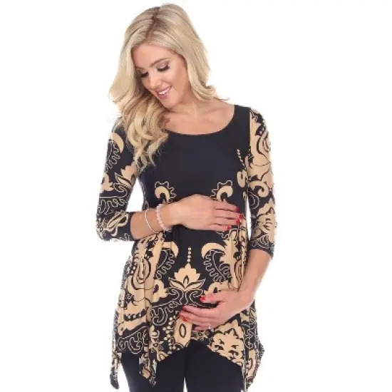 Maternity Scoop Neck Ganette Tunic with Pockets - White Mark image {3}