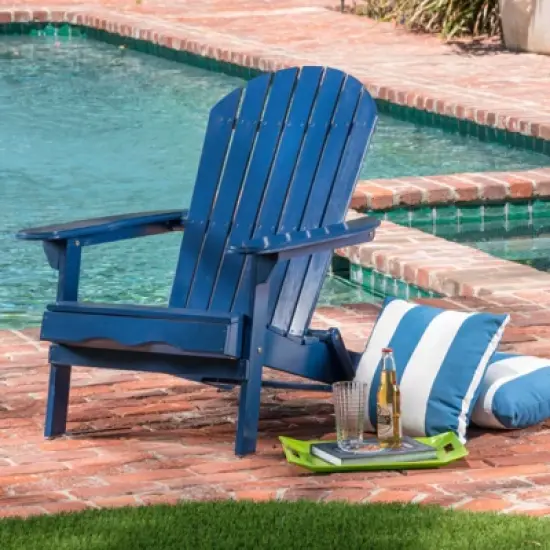 DSVIMOY Adirondack Chair, Folding Outdoor Chair with Wide Armrests, Patio Lawn Chair for Outside Garden Backyard, Blue, 36.41"*30.31"*33.85" image {1}