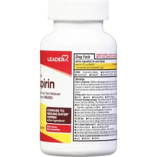 Leader Aspirin, Genuine, 325 mg, Tablets image {5}