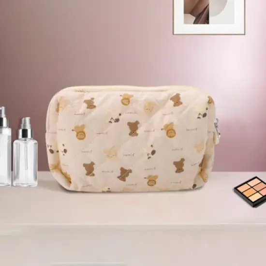 Unique Bargains Brown Zoo Makeup Bag Beige 1 Pc image {4}