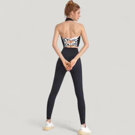 Anna-Kaci Active Women's Halter Neck Athletic Crop Top with Cross Back Detail and Stretch Fabric image {4}