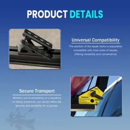 TOOENJOY Heavy-Duty Kayak Lift Assist Roof Rack, 100 LBS Capacity Kayak Canoe Rooftop Loader, Elevating Assist System for Easy Loading image {4}