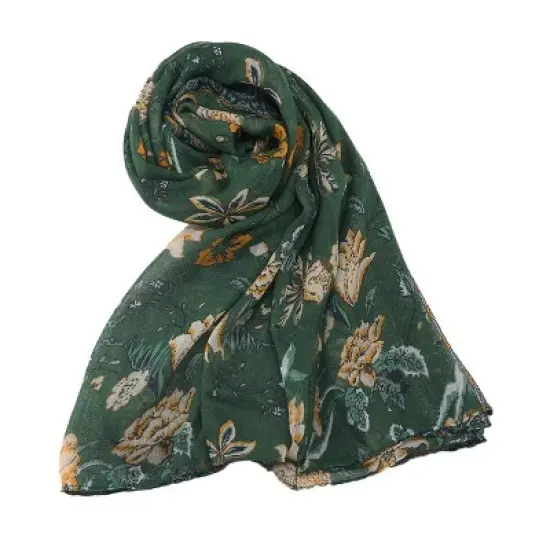 Allegra K Large Balinese Yarn Floral Print Scarves Beach Shawl Vintage Style Swimwear Wraps for Women image {1}