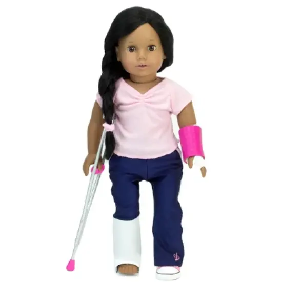 Sophia&rsquo;s Wheelchair, Cast and Crutches Set for 18" Dolls, Hot Pink image {4}