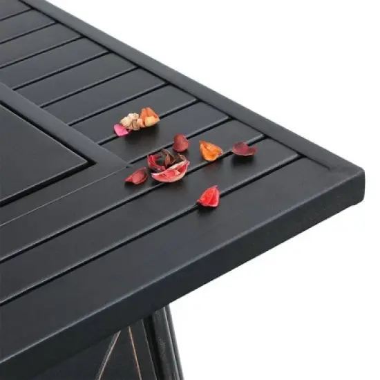 5pc Patio Set with Wicker Chairs & 28" Propane Gas Fire Pit Table - Captiva Designs image {13}