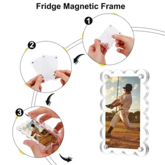 Unique Bargains Double Sided Fujifilm Mini Picture Acrylic Wavy Fridge Magnetic Frames 2 Pcs image {2}