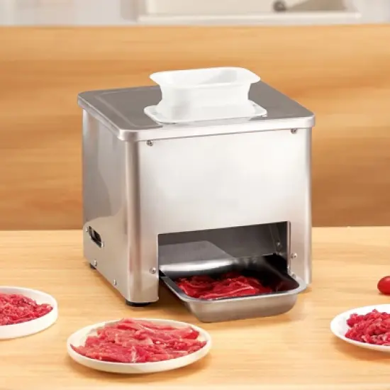 VEVOR Meat Cutter Machine, 550W Meat Slicer, 350 lb/h Commercial Meat Cutting Machine, Stainless Steel, 3.5 mm Thickness, Silver image {1}