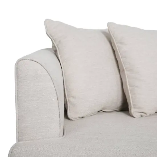Fairburn Contemporary Pillow Back 3 Seater Sofa Beige/Espresso - Christopher Knight Home image {3}