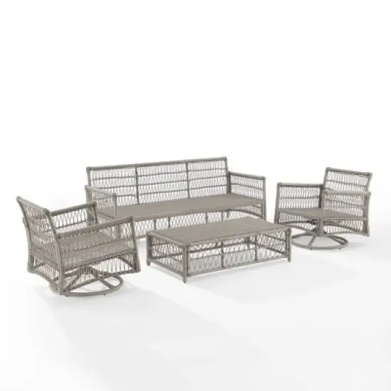 4pc Thatcher Outdoor Steel Seating Set Creme/Driftwood - Crosley image {9}