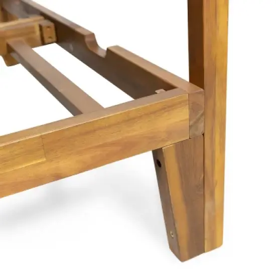 Christopher Knight Home Kinzie Outdoor Acacia Wood 2 Seater Adjustable Daybed with Curtains,Teak/Dark Gray image {8}