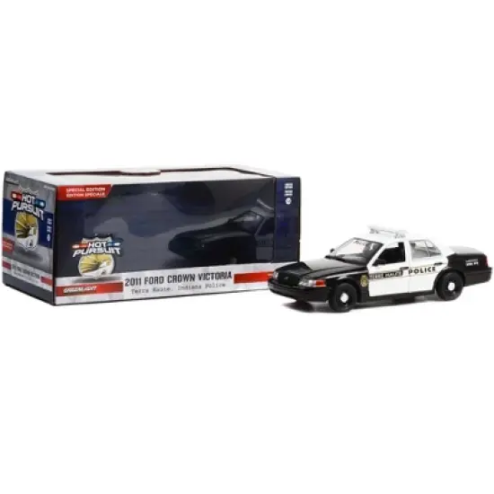 2011 Ford Crown Victoria Police Interceptor Black and White "Terre Haute Police" (Indiana) 1/24 Diecast Model Car by Greenlight image {2}