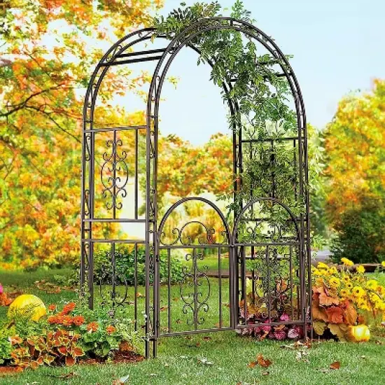 Montebello Iron Garden Arbor with Gate image {1}