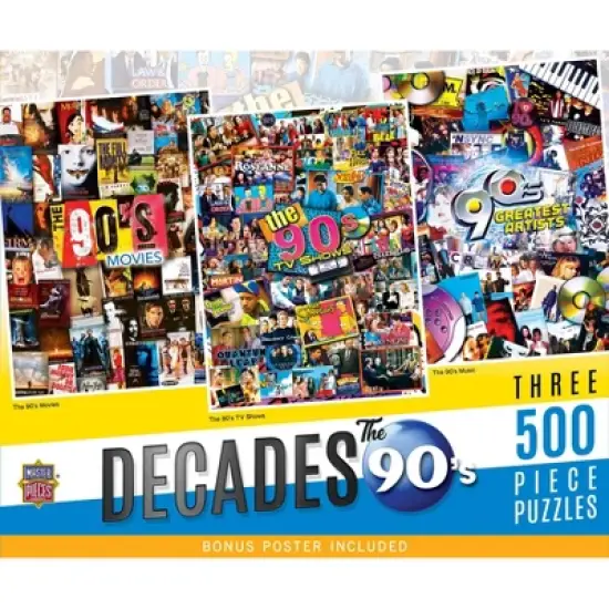 MasterPieces Puzzle Bundle - The 90's 3-Pack 500 Piece Jigsaw Puzzles image {1}