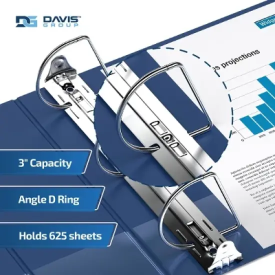 Premium Economy 3" Angle D Ring Binder 6pk Royal Blue: Davis Group, Hard Cover, 625 Sheet Capacity, 2 Pockets, 3" Size image {2}
