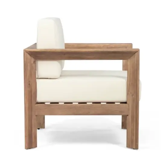 Christopher Knight Home Genser Outdoor Acacia Wood Club Chair with Water-Resistant Cushions image {3}