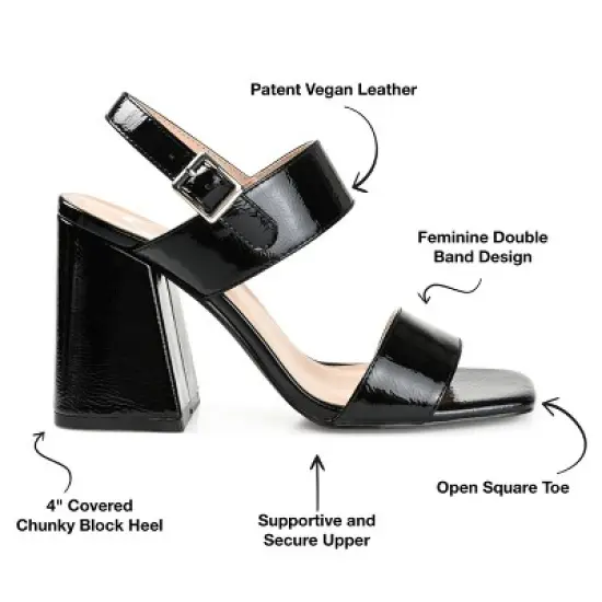 Journee Collection Womens Adras Open Square Toe Block Heel Sandals image {7}