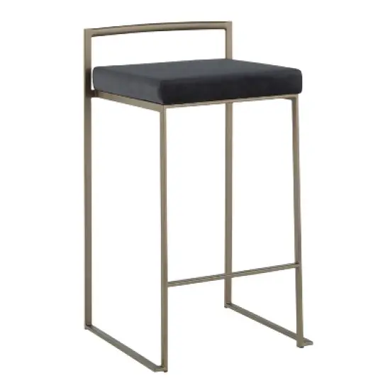 Set of 2 Fuji Industrial Stackable Counter Height Barstools - LumiSource image {1}