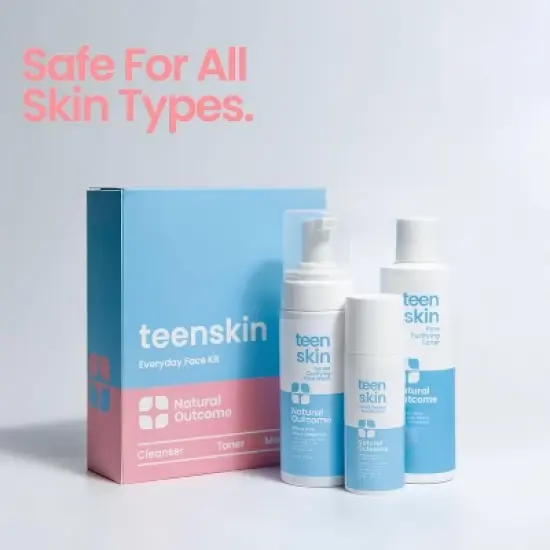 Natural Outcome Vegan Teenskin Everday Face Kit |Teen Daily Boys & Girls Skin Care Regimen | Face Wash, Toner, & Moisturizer - (6.7 oz) image {1}