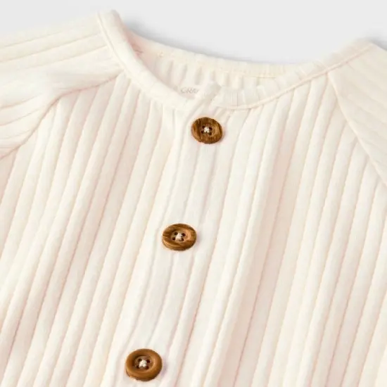 Grayson Collective Baby Ribbed Long Sleeve Jumpsuit - Cream image {1}