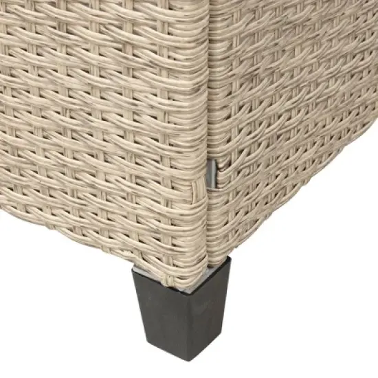 6pc Wicker Patio Set with Benches - Brown/Gray - GODEER image {10}