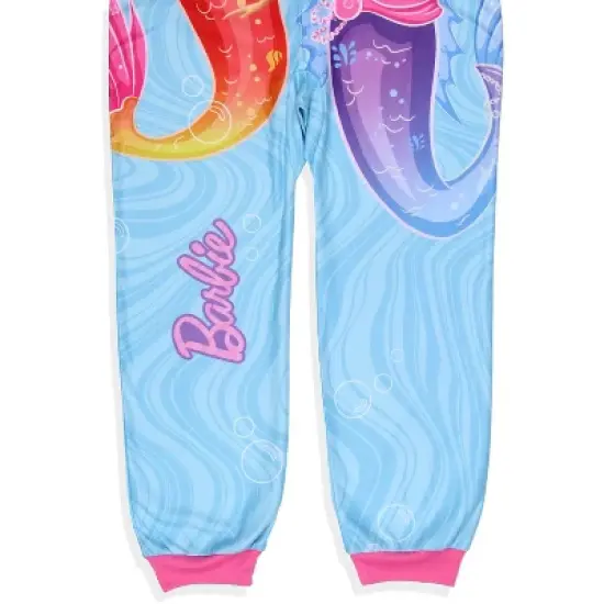 Barbie Girls' Mermaid Brooklyn and Malibu Footless Sleeper Pajama For Kids Blue image {3}