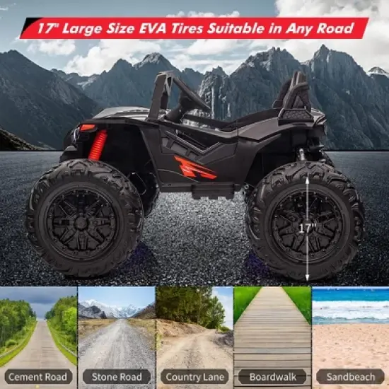 24V 2Seats Ride on UTV with Remote Control, 17" Extra Large EVA Wheels & 20.5&ldquo; Wide Seat 4WD Electric Vehicle image {2}