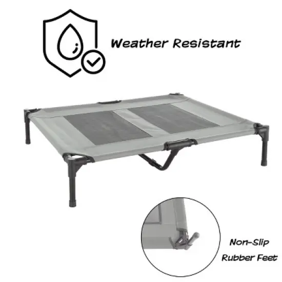 Elevated Dog Bed - 36x29.75-Inch Portable Pet Bed with Non-Slip Feet - Indoor/Outdoor Dog Cot or Puppy Bed for Pets up to 80lbs by PETMAKER (Gray) image {2}