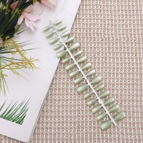 Unique Bargains Women's Full Coverage Fake Nails XS Grass Green 1 Pc image {4}