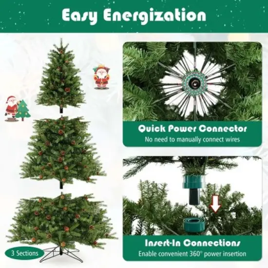 Costway 7 FT Pre-Lit Christmas Tree 3-Minute Quick Shape with Quick Power Connector Timer image {5}
