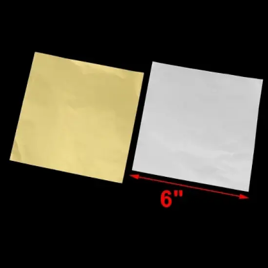 Unique Bargains Aluminum Foil Square Candy Sweet Chocolate Confectionery Wrapping Paper Gold Tone 100 Pcs image {1}
