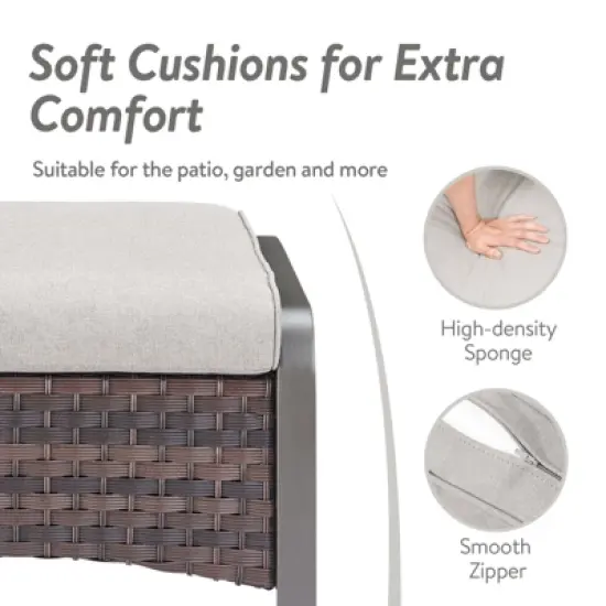 POCASSY 4 Piece Patio Furniture Set with Swivel Chairs and Ottomans, Metal Armrest Swivel Outdoor Chair Set Brown Wicker Swivel Patio Chairs for Porch image {9}