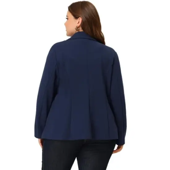 Agnes Orinda Women's Plus Size Button Down Notched Lapel Office Blazers image {3}