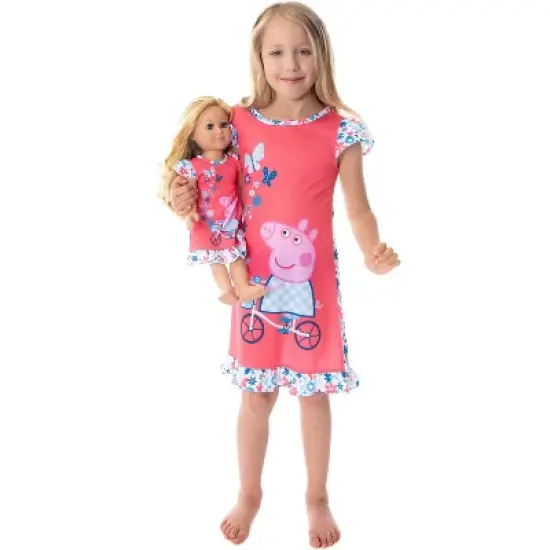 Peppa Pig Toddler Girls Pajamas Nightgown With Matching Doll Gown Set image {6}