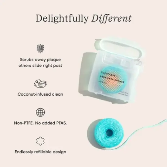Cocolab Cocofloss Refillable Woven Expanding Dental Floss - Cara Cara Orange - 33yd image {2}