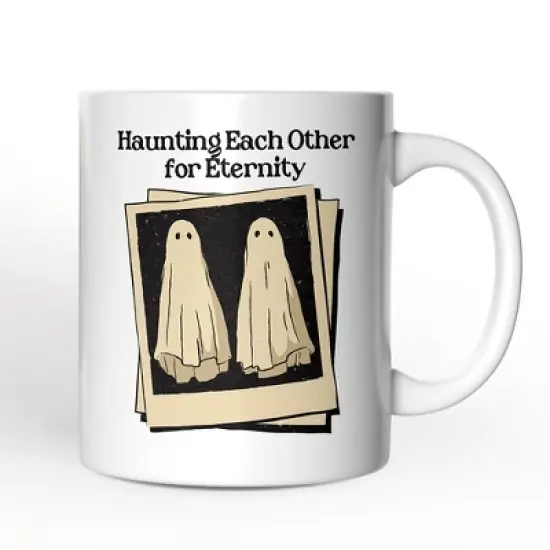 Retro Ghost Picture Haunting Eachother for Eternity Mug, Vintage Halloween Gift for Couples (Non-Custom Only)| OrnamentallyYou image {4}