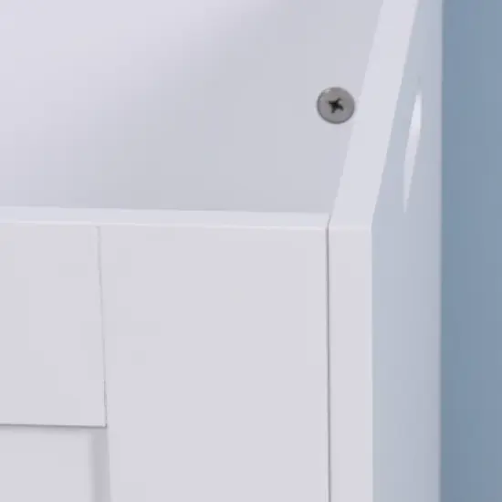Akoasm Wooden Bathroom Storage Cabinet Box With Top Cover & 2 Hinges-White image {8}