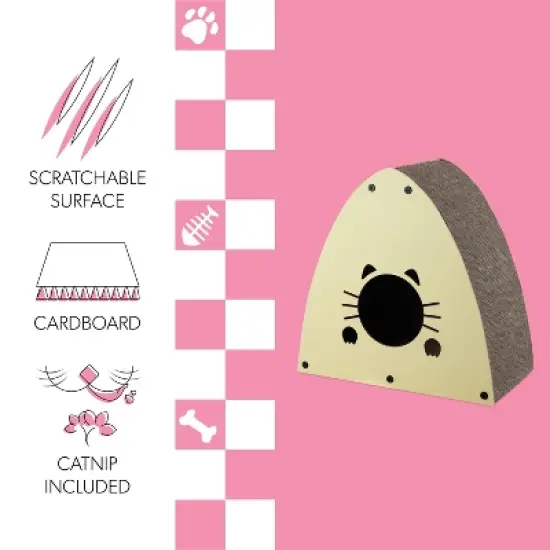 THE LICKER STORE Koko Modern Cardboard Triangle Cat Cave Scratcher with Catnip image {2}