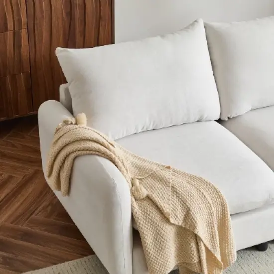 Christopher Knight Home Acker 3 Pieces Modern Upholstered Sectional Sofa Set, White image {7}