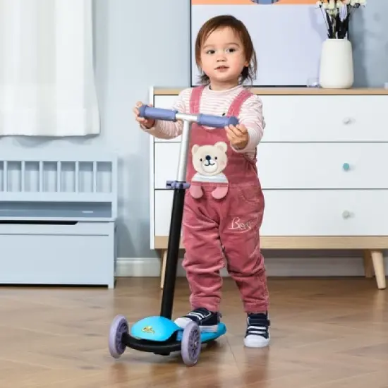 Qaba 3-in-1 Kids Scooter, Sliding Walker & Push Rider, with 3 Balanced Wheels, Adjustable Height, and Removable Storage Seat, Toy Vehicle for 2-6 year Olds image {1}