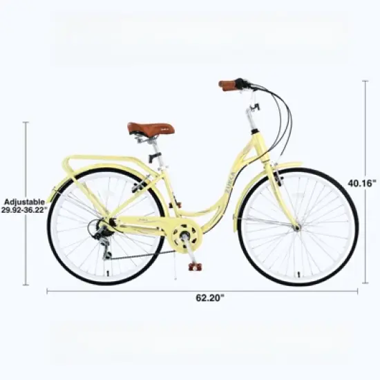 INFURNIC Bicycles 24 Inch Ladies Bicycle with Adjustable Seat, Commute Bicycle for Women Ladies, Yellow, 62.2"*23.62"*40.16" image {1}