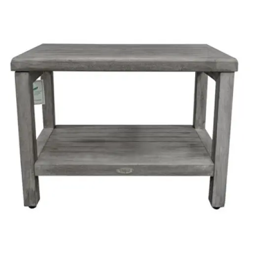 CoastalVogue&reg; Eleganto&reg; 24" Teak Wood Shower Bench with Shelf in Antique Gray Finish image {12}