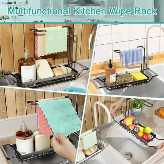 Large black sink pull-out basket, suitable for kitchen sinks,sturdy and durable image {4}